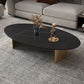 Oval Slate Coffee Table Glam 2 Legs Coffee Cocktail Table, 15.74" High Clearhalo 'Coffee & Accent Tables' 'Coffee Tables' 'coffee_tables' 'furn' 'furn_coffee_tables' 'Furniture' 'Living Room Furniture' 1200x1200_e420832a-0bde-4694-aa54-c8bdc3128954