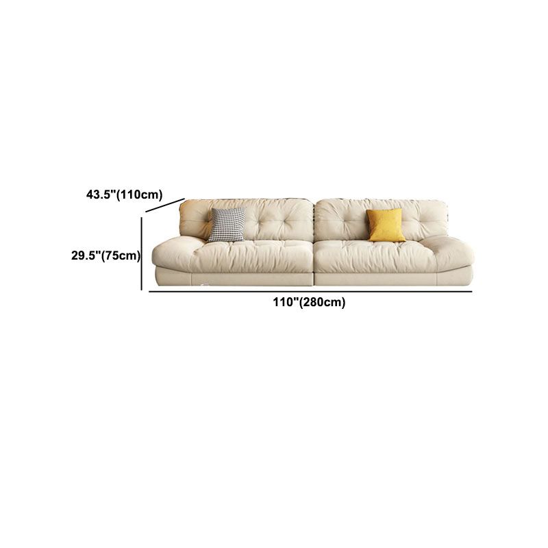 Beige 4-seater Armless Sofa Contemporary Sewn Pillow Back Sofa