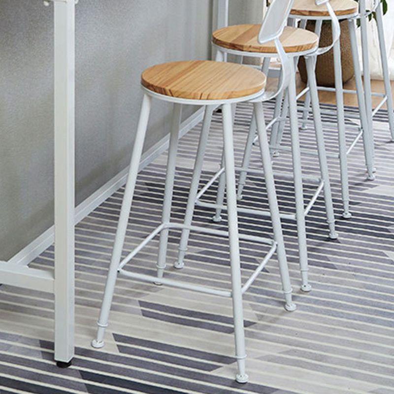 Contemporary Bar Stool Solid Wood Barstool with White Metal Legs Clearhalo 'Bar Furniture' 'Bar Stools' 'bar_stools' 'furn' 'furn_bar_stools' 'Furniture' 'Kitchen & Dining Furniture' 1200x1200_e4211976-5a69-4e49-8a91-9fff27a3ca6e