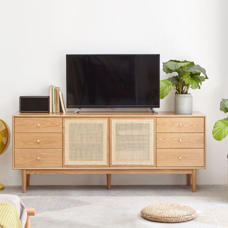 Scandinavian TV Stand Console with Wooden Shelf for Living Room Clearhalo 'furn' 'furn_tv_stands_entertainment_centers' 'Furniture' 'Living Room Furniture' 'TV Stands & Entertainment Centers' 'TV Stands & Media Storage Furniture' 'tv_stands_entertainment_centers' 1200x1200_e4226acd-a555-42c5-9178-d9f8d1bf2302