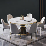 Contemporary Sintered Stone Dining Table Round Table with Metallic Base Clearhalo ' dining_table' 'Dining Tables & Seating' 'Dining Tables' 'furn' 'furn_dining_table' 'Furniture' 'furniture_dining_table' 'Kitchen & Dining Furniture' 'kitchen&dining_furn' 'kitchen' 'kitchen_dining_table' 1200x1200_e4238d73-42e5-4b35-977e-b479ddc4b4f1
