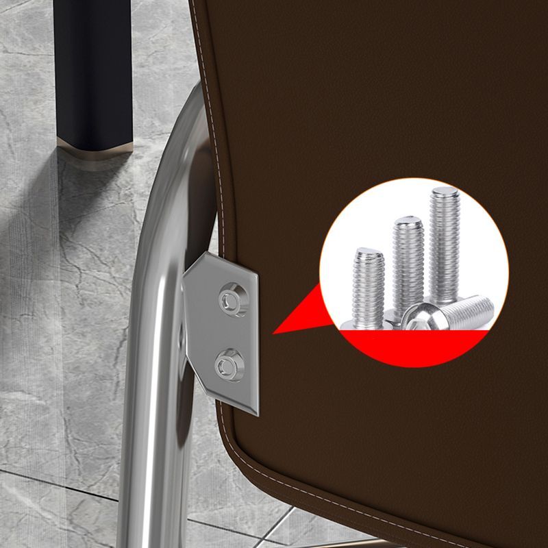 Minimalist Style PU Leather Dining Chair Solid Back Upholstered Arm Single Chair Clearhalo ' kitchen&dining_furn' 'Dining Chairs' 'Dining Tables & Seating' 'dining_chair' 'furn' 'furn_dining_chair' 'Furniture' 'furniture_dining_chair' 'Kitchen & Dining Furniture' 'kitchen' 1200x1200_e42443ac-1d8c-4a99-8ba2-1325fd77e579