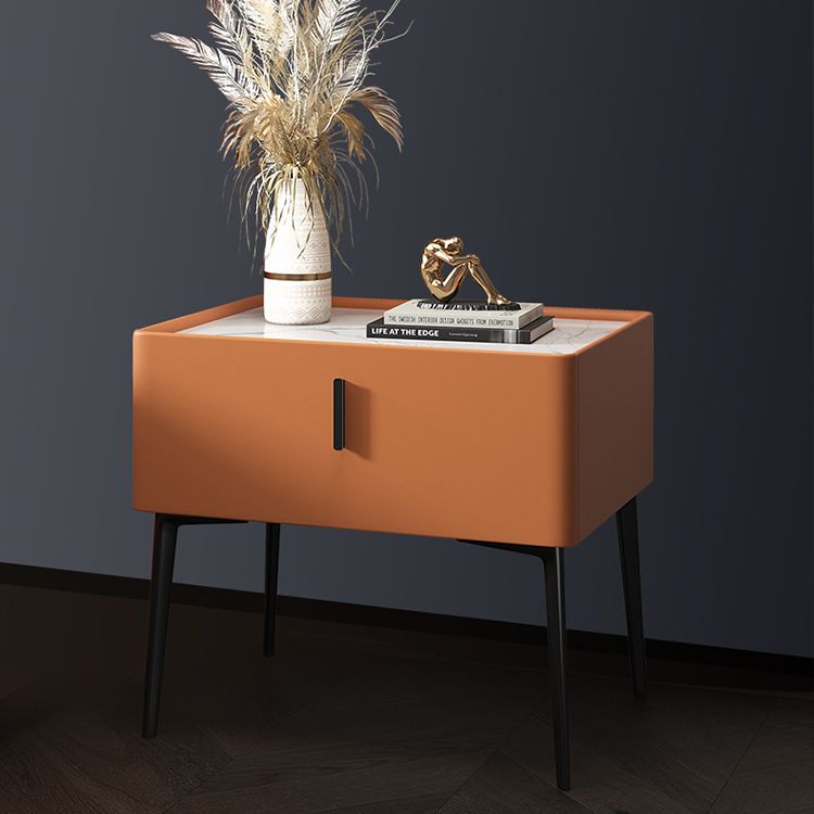 Mesita de noche contemporánea de madera maciza con 1 cajón, 19,7" de alto