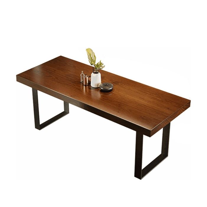 Mesa de comedor de madera Top de mesa industrial con base de trineo en negro