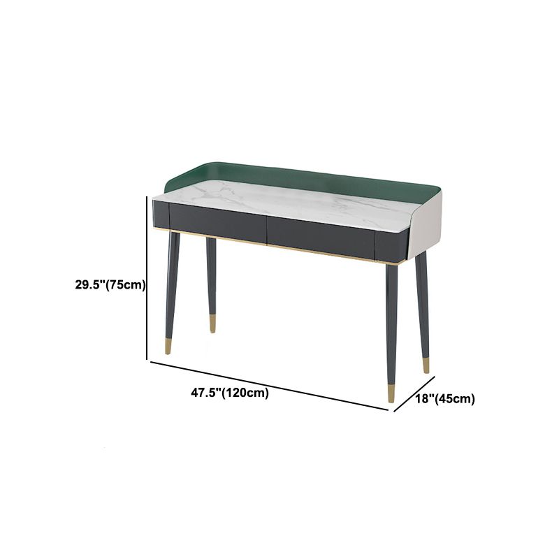 Vanity Set with 2 Storage Drawers Green Make-up Vanity, 15.74" Wide