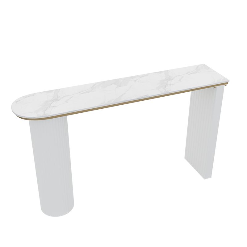 Faux Marble Bistro Bar Table Double Pedestal Bar Table for Living Room Clearhalo 'Bar Furniture' 'Bar Tables' 'bar_tables' 'furn' 'furn_bar_tables' 'Furniture' 'Kitchen & Dining Furniture' 1200x1200_e42588a7-1924-4f5c-9672-eb605d19e05f
