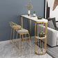 1/3 pièces Glam Gold Iron Bar Table Set White Stone Top Bistro Set avec étagère