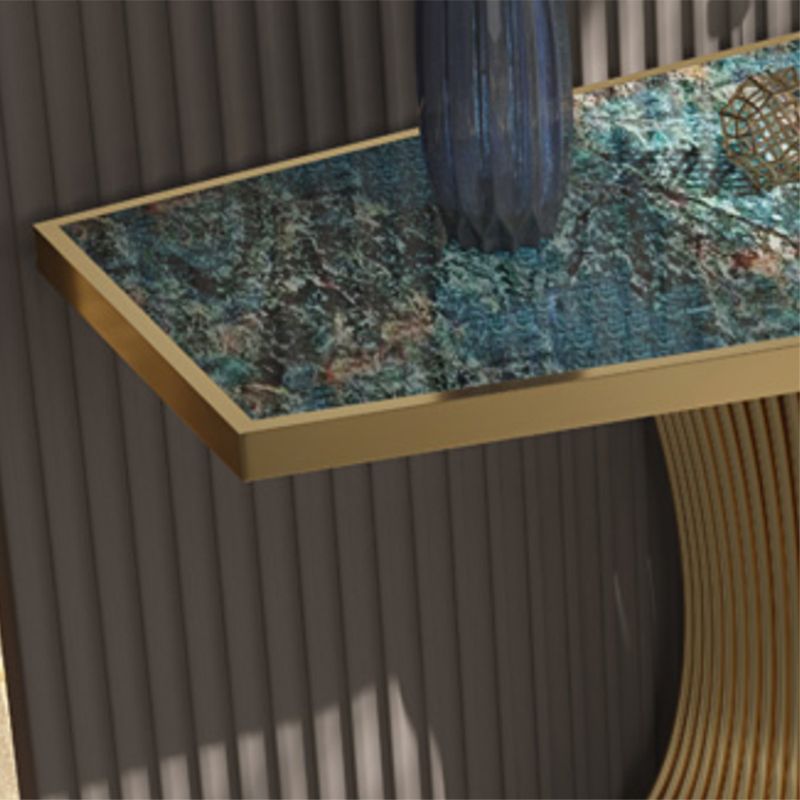 Glam Free Form Console Sofa Table with Stainless Steel Bracket for Hall