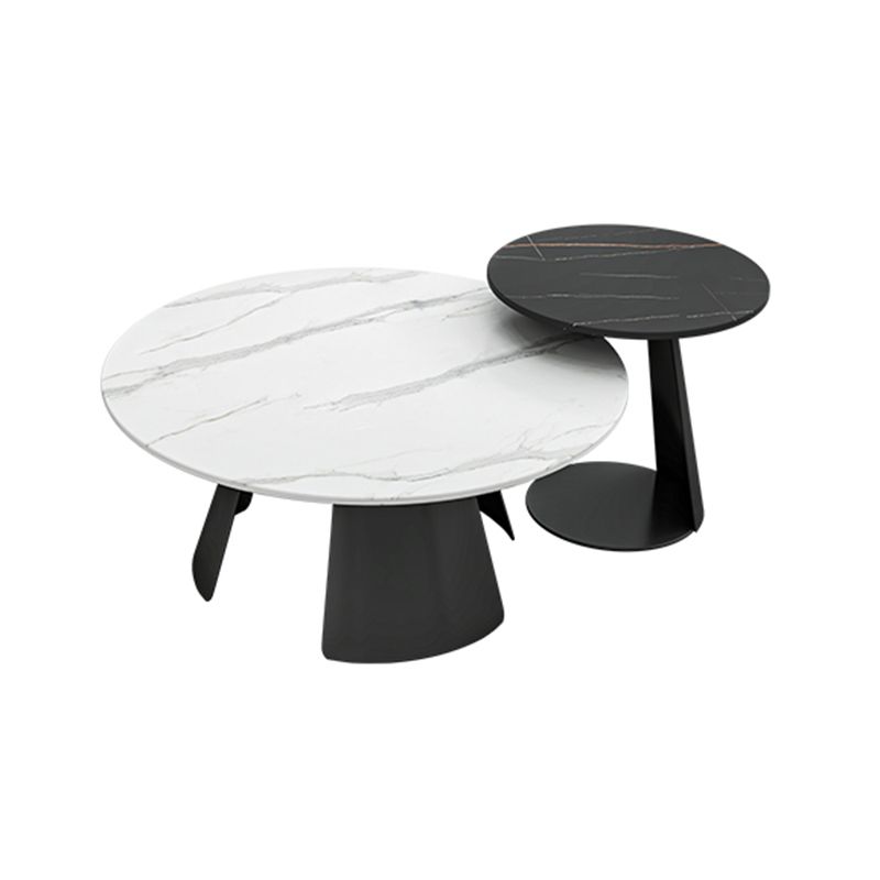 White Round Coffee Table Slate Coffee Table Set with Black Legs Clearhalo 'Coffee & Accent Tables' 'Coffee Tables' 'coffee_tables' 'furn' 'furn_coffee_tables' 'Furniture' 'Living Room Furniture' 1200x1200_e4268501-a7f9-40ed-b859-0a1e0034d6c5