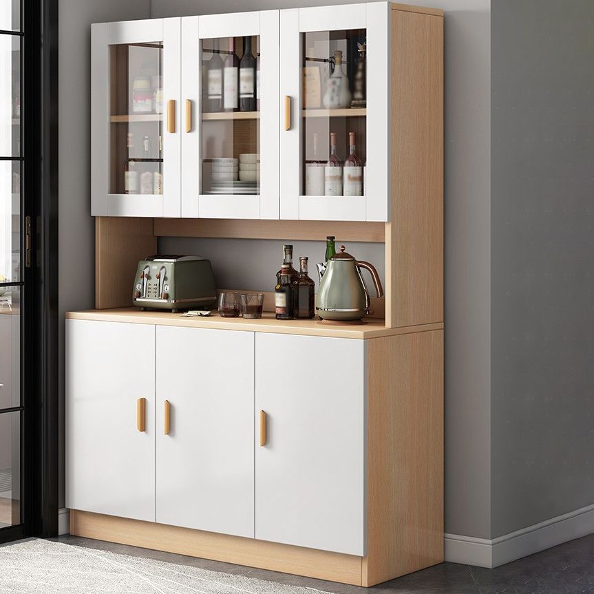 Puerta de vidrio aparador de madera artificial gabinete de servidor moderno con almacenamiento para sala de estar