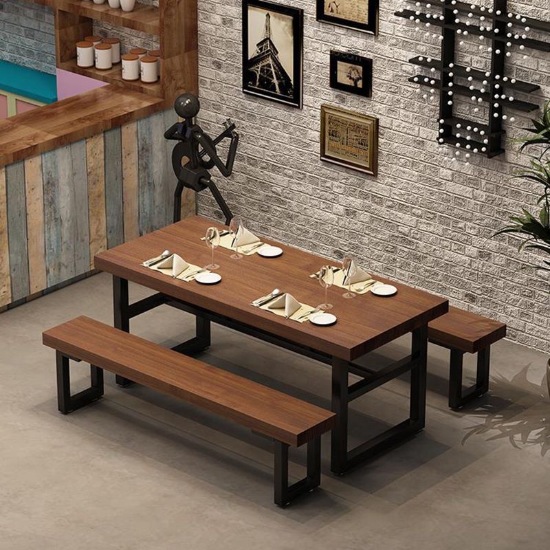 Industrial 1/3/5/7 Pieces Dining Set Rectangle Wood Dining Table for Cafe Clearhalo 'Dining Room Sets' 'Dining Tables & Seating' 'dining_room_set' 'furn' 'furn_dining_room_set' 'Furniture' 'Kitchen & Dining Furniture' 1200x1200_e4274834-84d8-4d9e-9ccb-f055b144fd4d