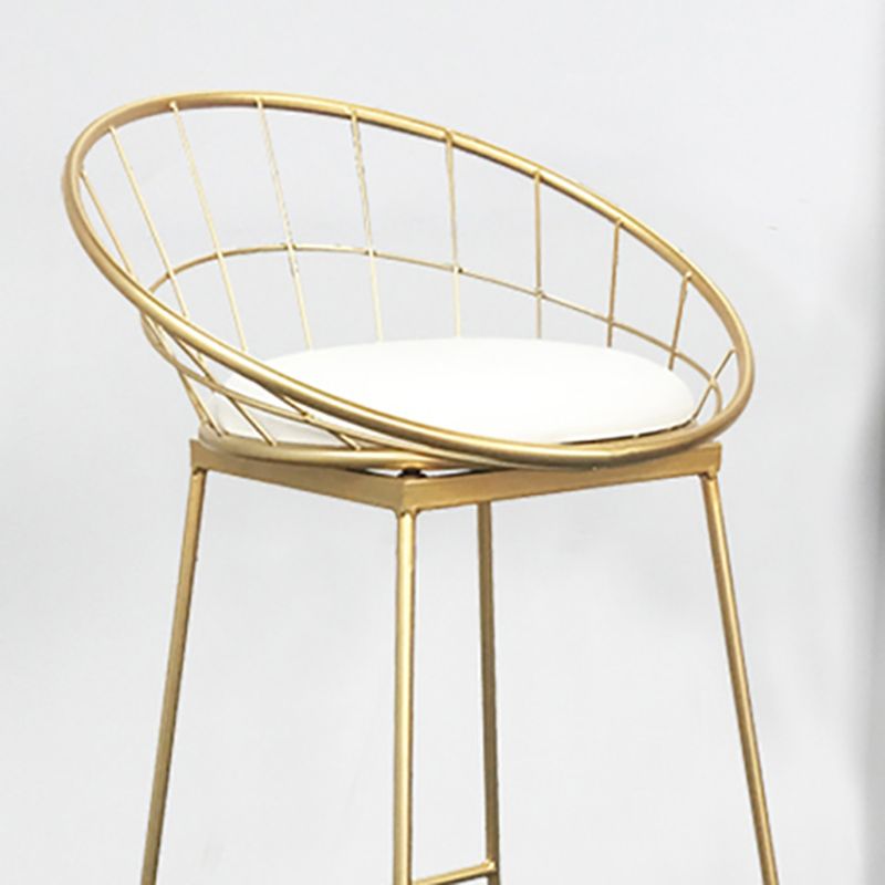 Coffee Shop Scandinavian Bar-stool Metal Bucket Footrest Counter-height Stool