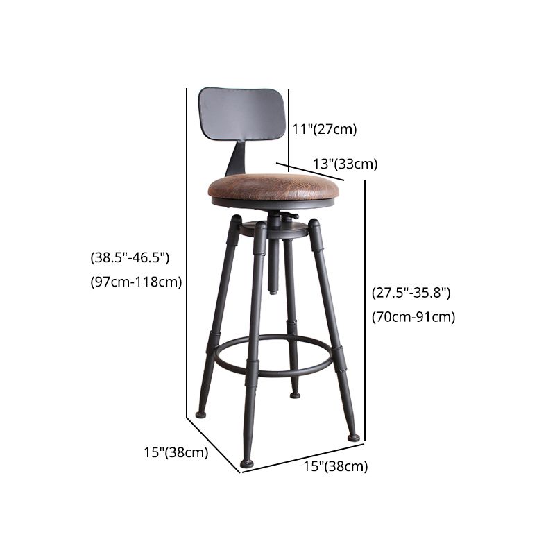 Adjustable Swivel Height Stool Industrial Round Seat Counter Bar Stool,1 Piece Clearhalo 'Bar Furniture' 'Bar Stools' 'bar_stools' 'furn' 'furn_bar_stools' 'furniture_bar_stools' 'Kitchen & Dining Furniture' 'kitchen&dining_furn' 'kitchen' 'kitchen_furn' Furniture' 1200x1200_e429cd47-6c67-4c7c-8ec0-4f74f126a90f
