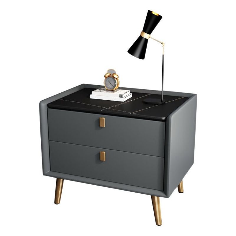 Modern Bedside Night Table Stone Top Nightstand with 2-drawers Clearhalo 'Bedroom Furniture' 'furn' 'furn_night_stand' 'Furniture' 'night_stand' 'Nightstands' 1200x1200_e42ba3f5-bf2c-4855-8876-fe16c5df3949