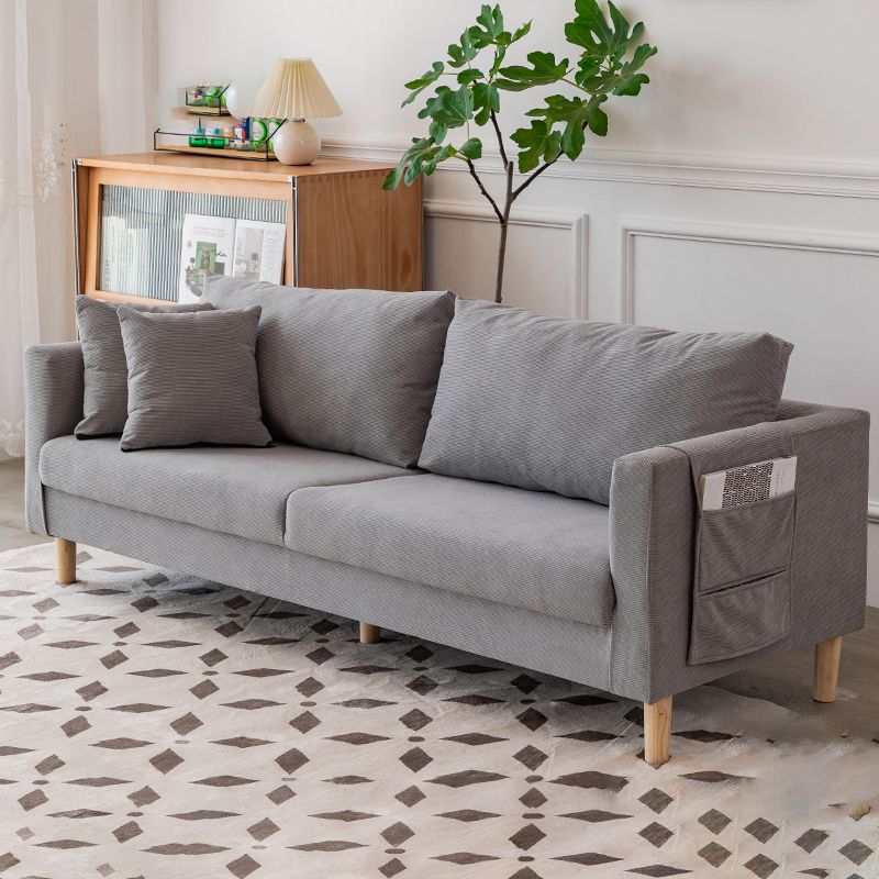 Canapé contemporain avec 2 oreillers en arrière et rangement en bois massif