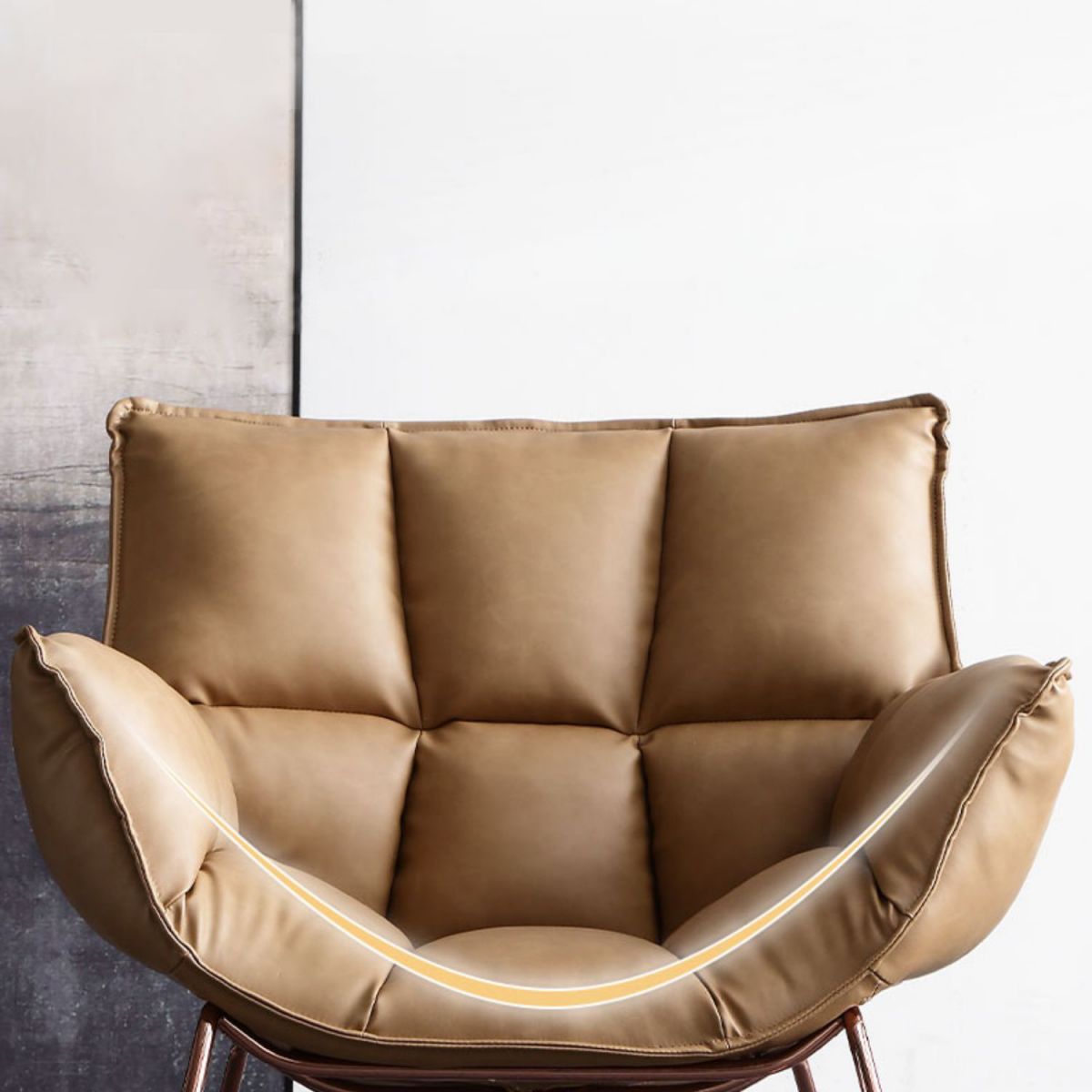 Faux Leather Arm Chair 27.55" Wide Arms Included Accent Chair with Biscuit Back