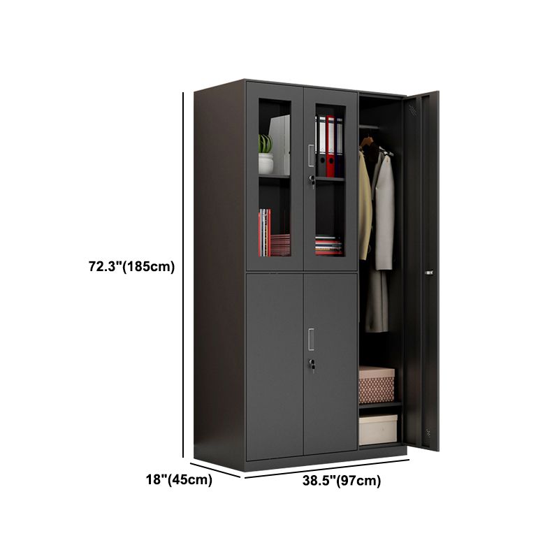 Metal Industrial Cabinet with Hinged Door Black Steel Storage Cabinet for Home Clearhalo 'Armoires & Wardrobes' 'armoires_wardrobes' 'Bedroom Furniture' 'furn' 'furn_armoires_wardrobes' 'Furniture' 1200x1200_e43021c2-4ec1-408e-9715-43be44c930d7