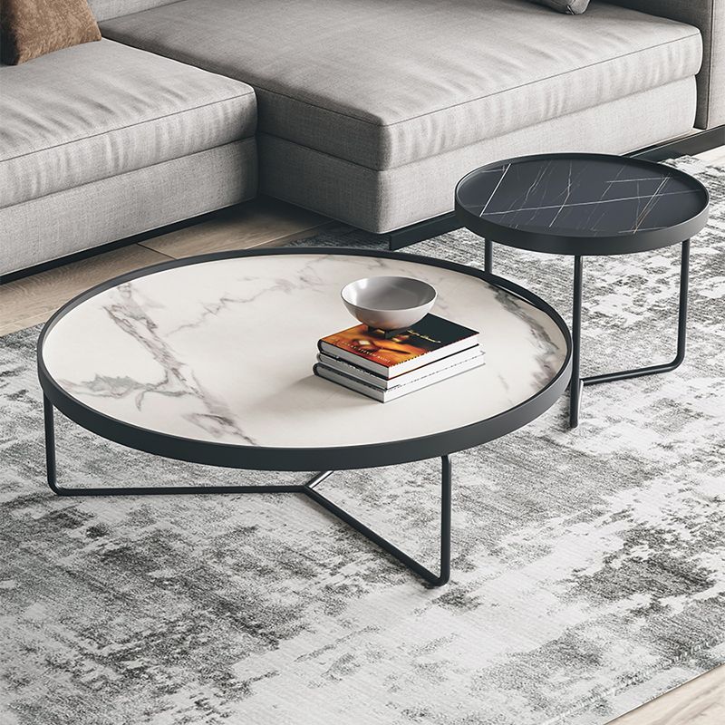 2 Piece Round Nesting Tables Modern Minimalist Slate Coffee Table Clearhalo 'Coffee & Accent Tables' 'Coffee Tables' 'coffee_tables' 'furn' 'furn_coffee_tables' 'Furniture' 'Living Room Furniture' 1200x1200_e431260c-775e-41f9-a5bf-ab77076588a1