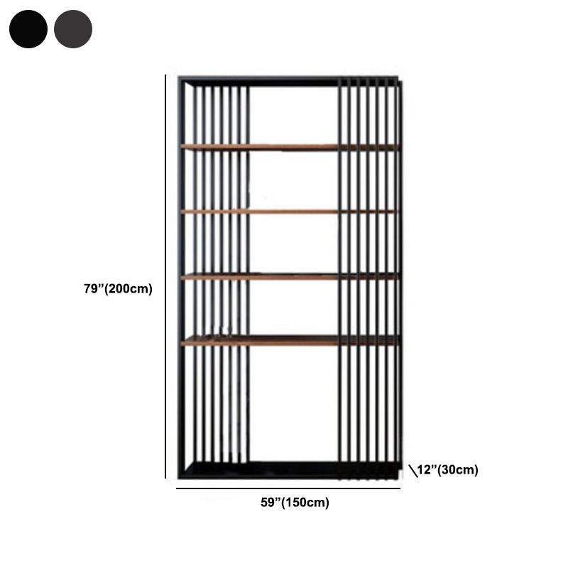 Contemporary Metal and Wooden Shelf Open Shelf Bookcase with Shelves Clearhalo 'Bookcases' 'furn' 'furn_bookcases' 'Furniture' 'Office Furniture' 1200x1200_e43129db-4310-4bb0-9615-cc4d17fa6f1c