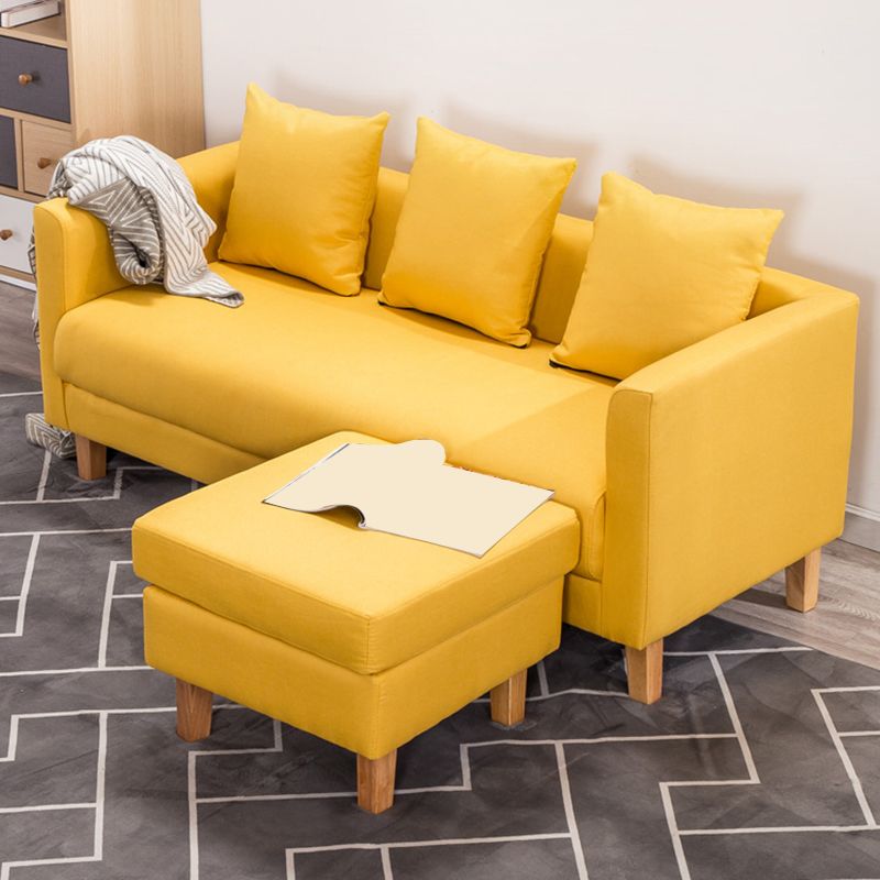 Sofá de lino escandinavo de cojín de un solo amortiguador de 3 plazas con 3 almohadas