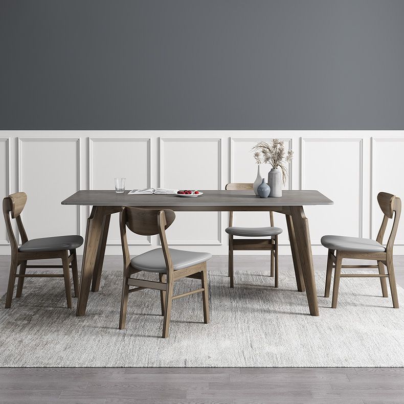 Industrial Style Rectangle Dining Table Sintered Stone Table with Wood Legs Clearhalo 'Dining Tables & Seating' 'Dining Tables' 'dining_table' 'furn' 'furn_dining_table' 'Furniture' 'Kitchen & Dining Furniture' 1200x1200_e43171cd-0a53-4203-9883-376d9b60aa67