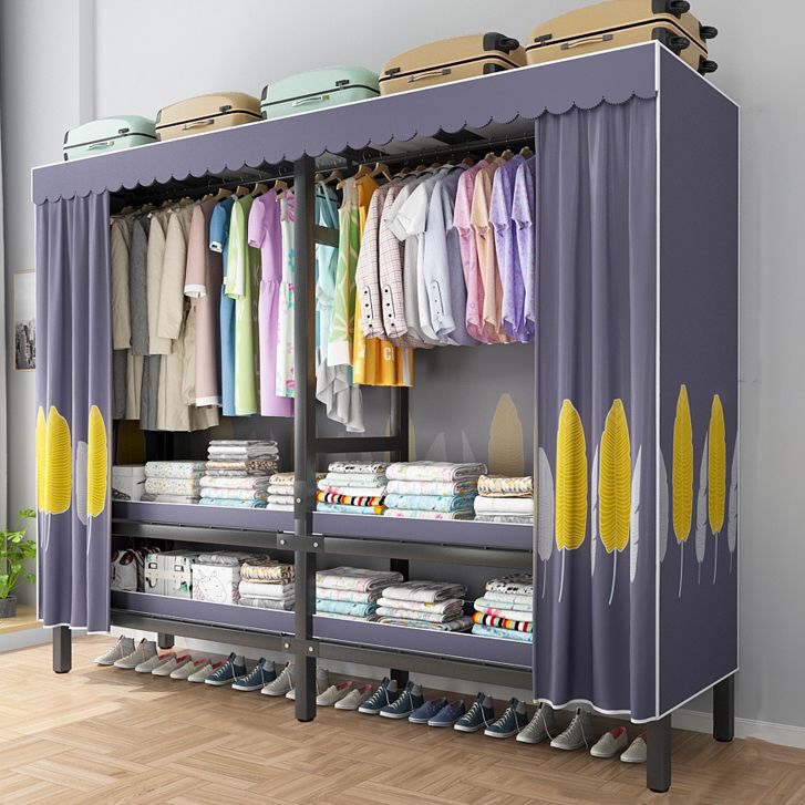 Foldable Freestanding Wardrobe Metal Frame Multifunctional Wardrobe Clearhalo 'Armoires & Wardrobes' 'armoires_wardrobes' 'Bedroom Furniture' 'furn' 'furn_armoires_wardrobes' 'Furniture' 1200x1200_e43176fd-8d84-4b1b-9732-80ef47a869b4