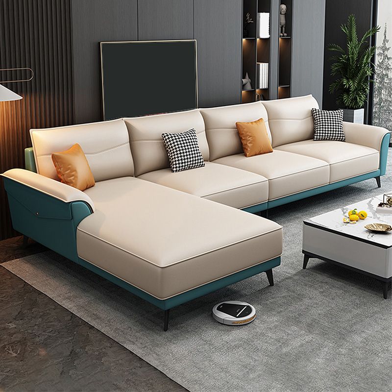 Modern Pillow Top Arm Sectional 35.43"High Cushion Back Sofa and Chaise Clearhalo 'furn' 'furn_sectionals' 'Furniture' 'furniture_sectionals' 'Living Room Furniture' 'Sectionals' 1200x1200_e431d06a-d657-4a56-8ab7-18bd0fc5174f
