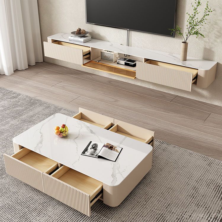 Console multimediale contemporanea Supporto multimediale per TV galleggiante per soggiorno
