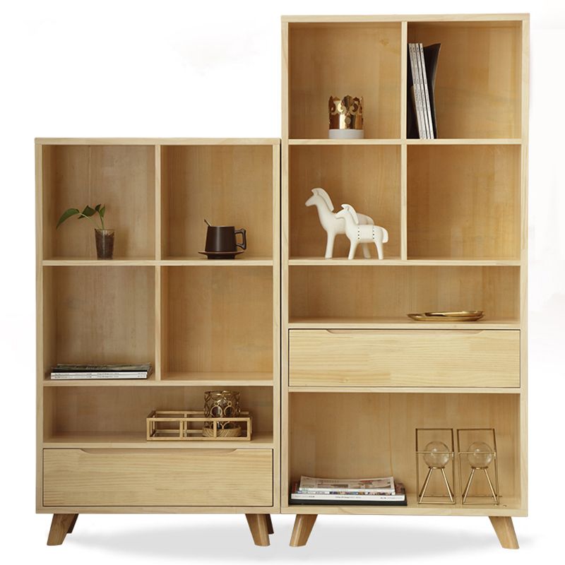 Contemporary Style Wooden Bookcase Vertical Closed Back Bookshelf