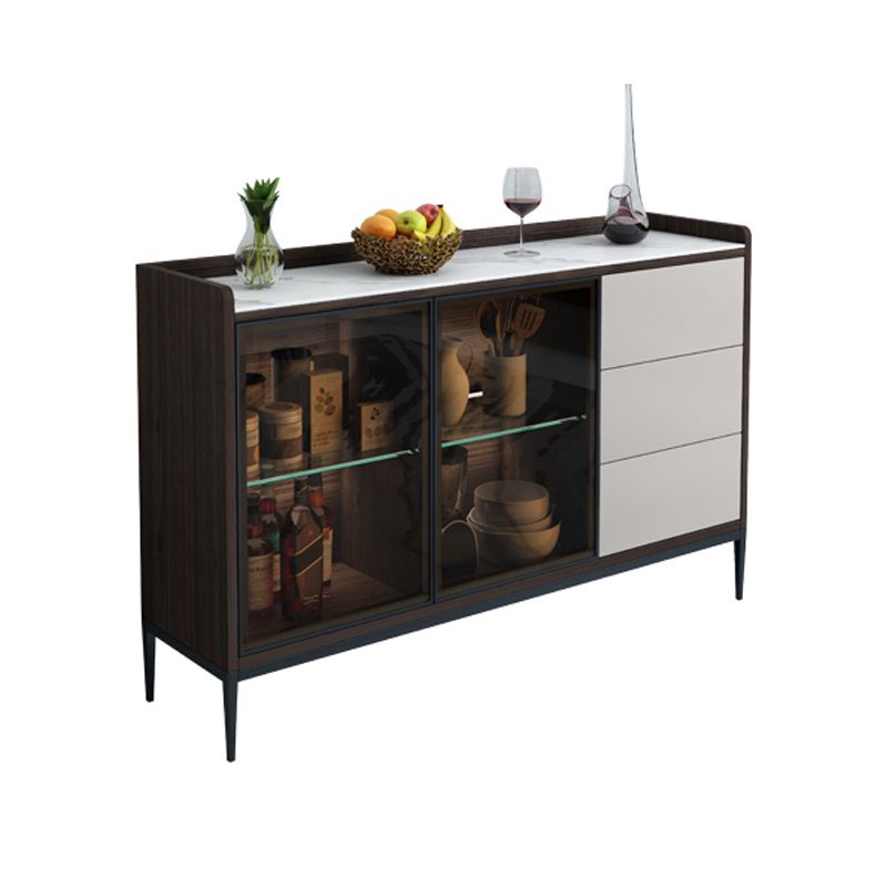 Contemporary Sideboard Stone Sideboard Cabinet with Lights for Kitchen Clearhalo 'buffet_sideboard' 'Buffets & Sideboards' 'furn' 'furn_buffet_sideboard' 'Furniture' 'Kitchen & Dining Furniture' 1200x1200_e434eef1-b93f-42f6-92e6-3c5793d44efc