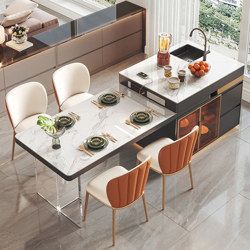 Modern Rectangle Dining Table Sintered Stone Dinner Table with Acrylic Base Clearhalo 'Dining Tables & Seating' 'Dining Tables' 'dining_table' 'furn' 'furn_dining_table' 'Furniture' 'Kitchen & Dining Furniture' 1200x1200_e439d2f0-635b-4c9c-bc99-83414445e366