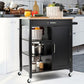 Estilo moderno 35.83 "H Cart de cocina enrollable H Madera Rectangular Kitchen Island Cart