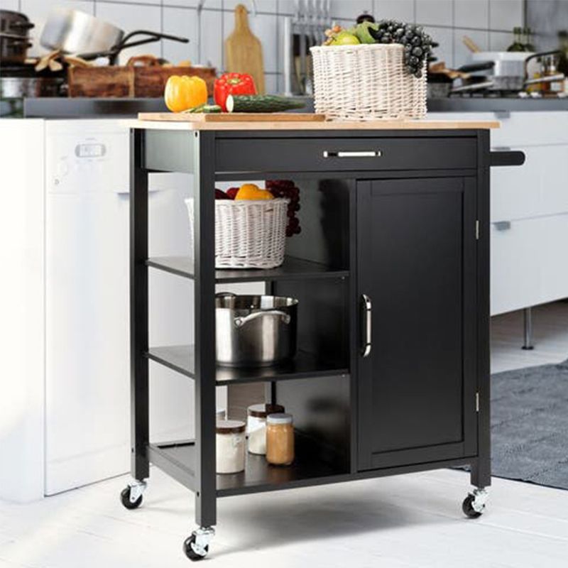 Estilo moderno 35.83 "H Cart de cocina enrollable H Madera Rectangular Kitchen Island Cart