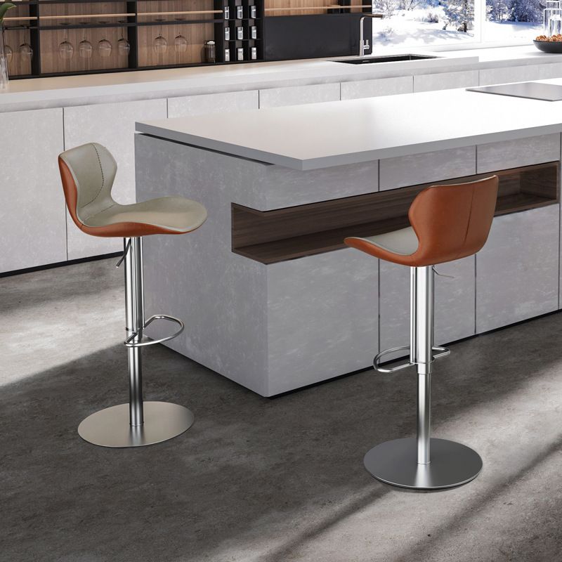 Modern Faux Leather Barstools Adjustable Height Swivel Barstools Clearhalo 'Bar Furniture' 'Bar Stools' 'bar_stools' 'furn' 'furn_bar_stools' 'Furniture' 'Kitchen & Dining Furniture' 1200x1200_e43f132c-0dda-42e4-b60c-5d8b44d99ad4