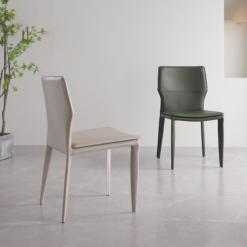 Upholstered Dining Chair with Leather Legs Matte Finish Solid Back Side Chair Clearhalo 'Dining Chairs' 'Dining Tables & Seating' 'dining_chair' 'furn' 'furn_dining_chair' 'Furniture' 'Kitchen & Dining Furniture' 1200x1200_e43fa069-5f27-47e7-88b4-b239fea8ac34