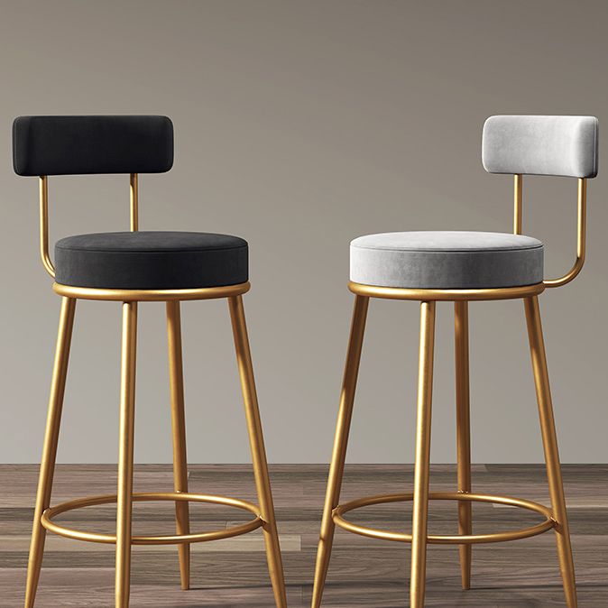 Glam Armless Backrest Counter Stool Iron Cushion Bar Stool with and Pedal Clearhalo 'Bar Furniture' 'Bar Stools' 'bar_stools' 'furn' 'furn_bar_stools' 'Furniture' 'furniture_bar_stools' 'Kitchen & Dining Furniture' 1200x1200_e43ff7e1-efed-4ac2-bc71-7e7a132de908