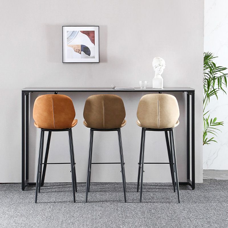 Modern Faux Leather Counter Stool Low Back Indoor Stool with Black Frame Clearhalo 'Bar Furniture' 'Bar Stools' 'bar_stools' 'furn' 'furn_bar_stools' 'Furniture' 'Kitchen & Dining Furniture' 1200x1200_e44057e2-5737-4bb1-b9d3-e0dedd1568b8