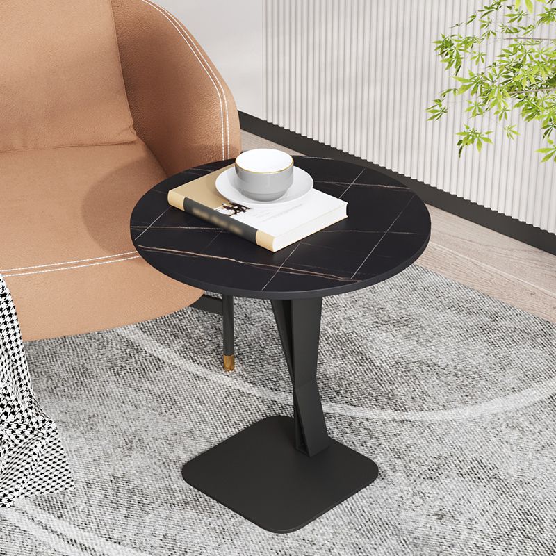 Style Black Metal Metal Base Grey / Noir / Blanc Slate Top Round Table Round