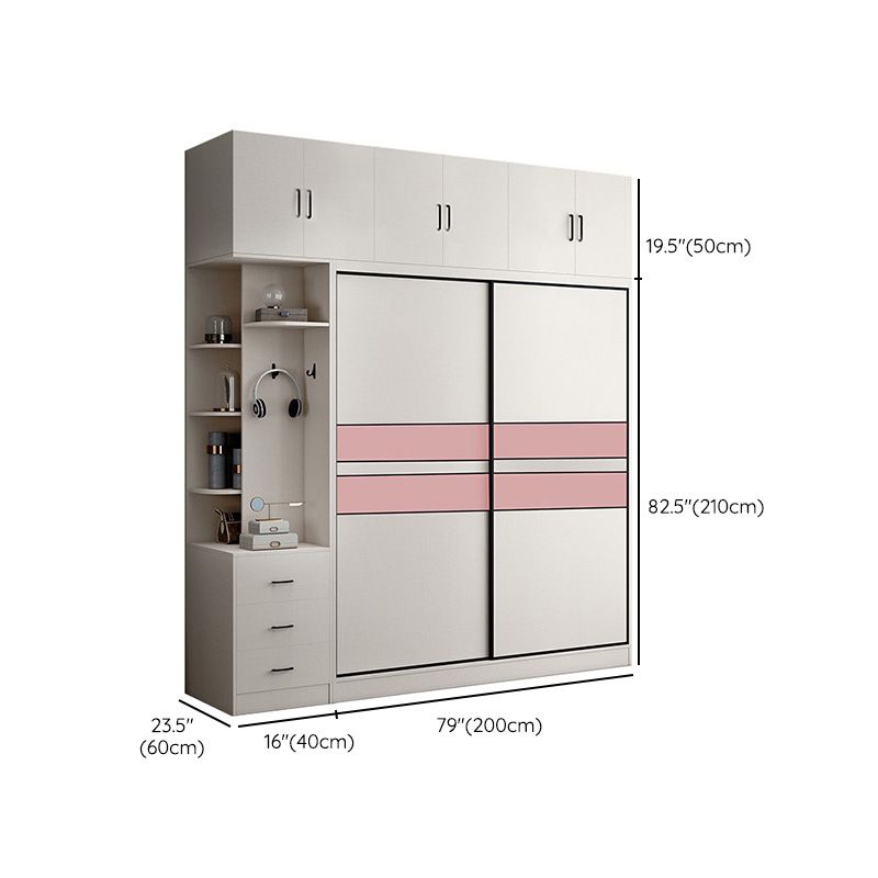Color de couleur blanc tige de garde-robe comprenant la garde-robe placard de garde-robe avec porte coulissante