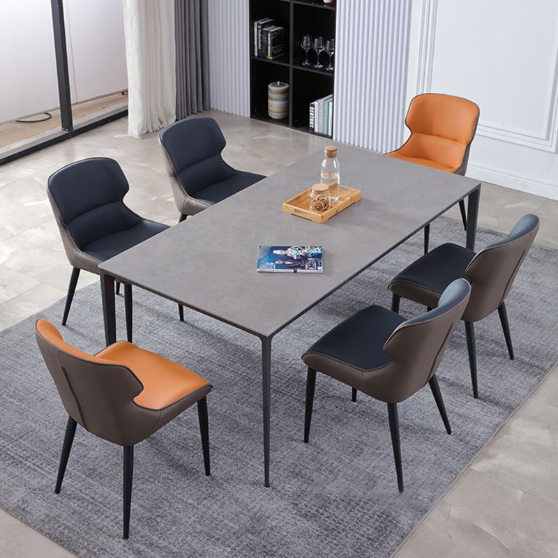 Sedia da pranzo in pelle finta moderna sedia laterale del braccio di wingback per uso domestico
