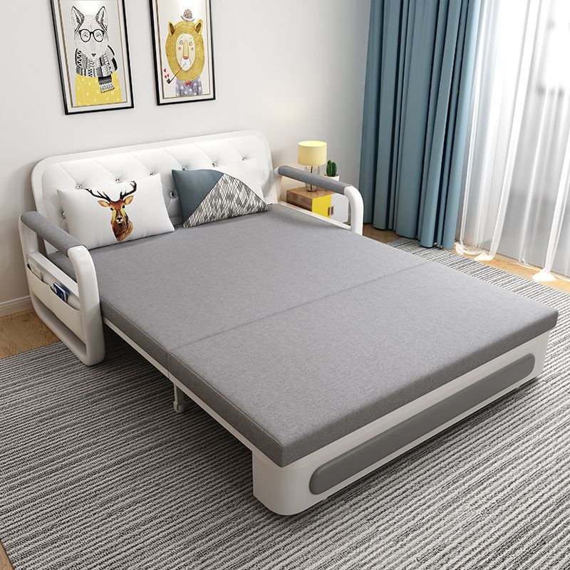 Light-grey Linen Armless Sofa 35.43" Wide  Contemporary Convertible Sofa Bed