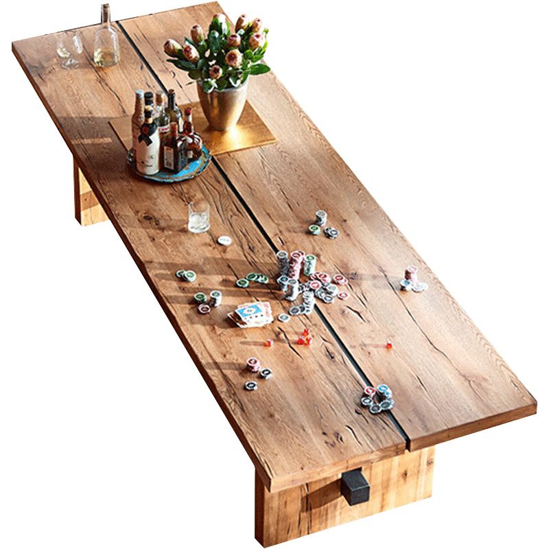 Minimalist Rectangle Shape Brown Dining Table Solid Wood Kitchen Dining Table with Trestle Base Clearhalo ' dining_table' 'Dining Tables & Seating' 'Dining Tables' 'furn' 'furn_dining_table' 'Furniture' 'furniture_dining_table' 'Kitchen & Dining Furniture' 'kitchen&dining_furn' 'kitchen' 'kitchen_dining_table' 1200x1200_e445a411-b08a-49ba-ba79-62b2883ccfc2
