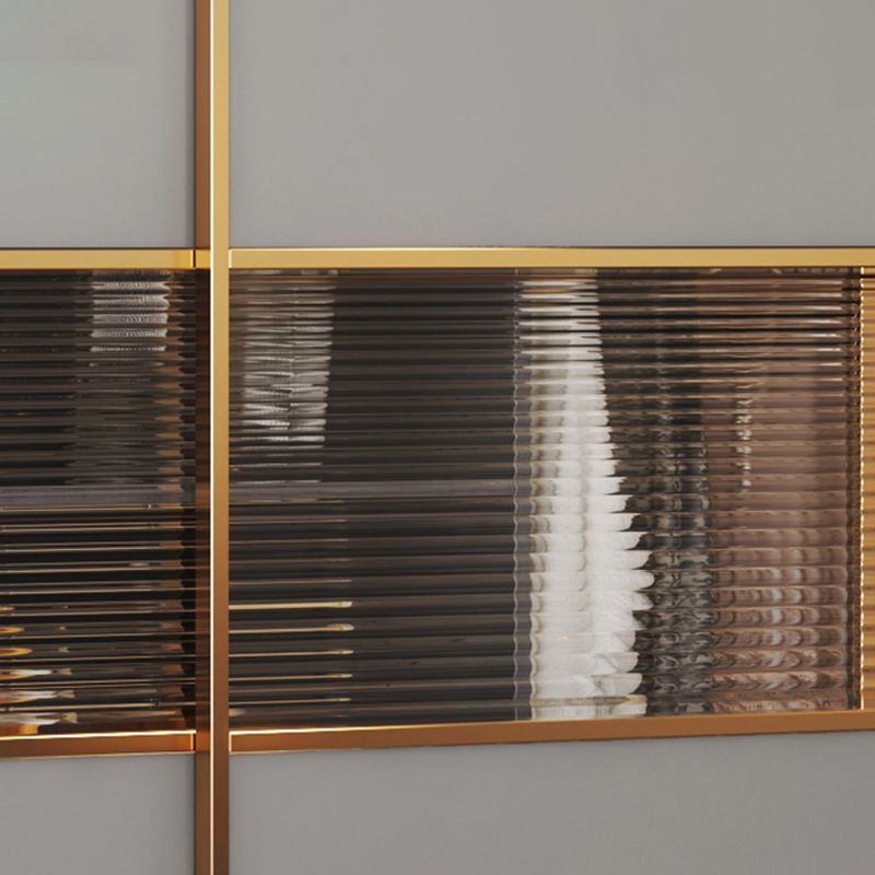 Grey Engineered Holzgarderobe Kabinett zeitgenössischer Kleiderschrankschrank