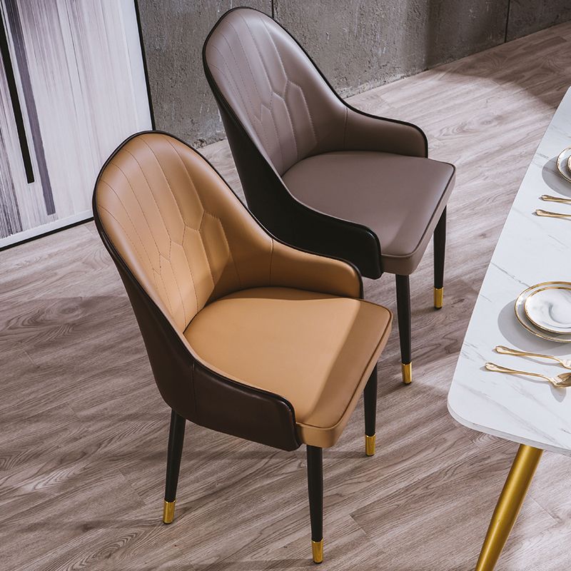 Glam Style Metal Dining Chairs Matte Finish Dining Arm Side Chair for Kitchen Clearhalo ' kitchen&dining_furn' 'Dining Chairs' 'Dining Tables & Seating' 'dining_chair' 'furn' 'furn_dining_chair' 'Furniture' 'furniture_dining_chair' 'Kitchen & Dining Furniture' 'kitchen' 1200x1200_e44794e0-14f6-46f8-bbe2-4d0ed1232ed5