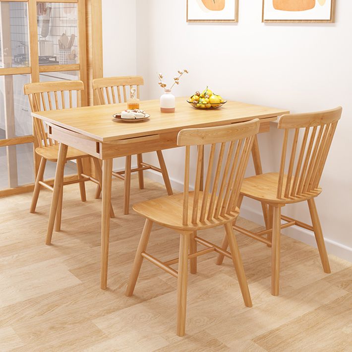 Extendable Rubber Wood Table in Nature/walnut Modern Rectangle Table with 4 Legs Clearhalo ' dining_table' 'Dining Tables & Seating' 'Dining Tables' 'Furniture' 'furniture_dining_table' 'Kitchen & Dining Furniture' 'kitchen&dining_furn' 'kitchen' 'kitchen_dining_table' 1200x1200_e447ef90-a5be-4a28-a62b-1b46da819147