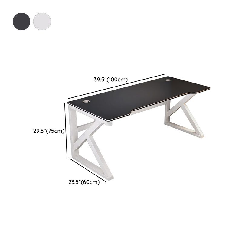 Modern Style Computer Desk Rectangular Shaped Task Desk in White/Black for Home Clearhalo 'furn' 'furn_office_desk' 'Furniture' 'Office Desks' 'Office Furniture' 'office_desk' 1200x1200_e448c8e8-a9ab-4bc3-9247-d4c0ea6af879