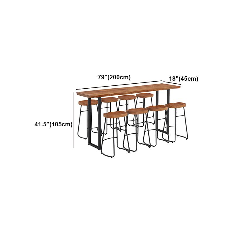 Brown Modern Style Table in Solid Wood and Metal Balcony Bar Table Clearhalo 'Bar Furniture' 'Bar Tables' 'bar_tables' 'Furniture' 'furniture_bar_tables' 'Kitchen & Dining Furniture' 1200x1200_e449e259-3014-4e37-981d-fdfb3ed20fc0