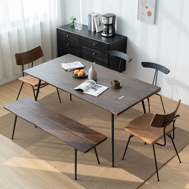 Industrial Style Oak Solid Wood Dining Table Brown Rectangle Table with Metal Base for Home Use Clearhalo ' dining_table' 'Dining Tables & Seating' 'Dining Tables' 'furn' 'furn_dining_table' 'Furniture' 'furniture_dining_table' 'Kitchen & Dining Furniture' 'kitchen&dining_furn' 'kitchen' 'kitchen_dining_table' 1200x1200_e44a2b62-6753-40da-b870-2703df7b97cd