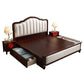 Legno standard contemporaneo a legno massiccio telaio da letto con rivestimento imbottito