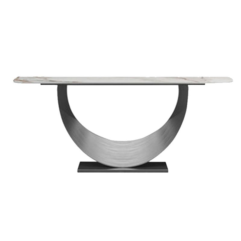 Half Moon Contemporary Console Table in Grey/Gold Stone Console Sofa Table